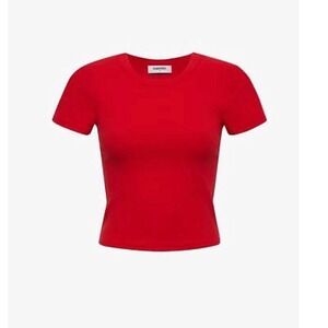 NWT‎ RUMORED Campus Tee in Shirley Temple Red Cropped Size Large-Retro